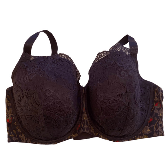 ThirdLove In Bloom Print Demi Lace Bra 40F Navy - Picture 1 of 4